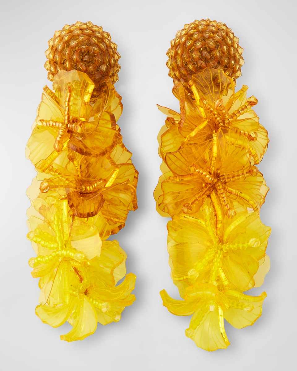 Large Flower and Bead Earrings