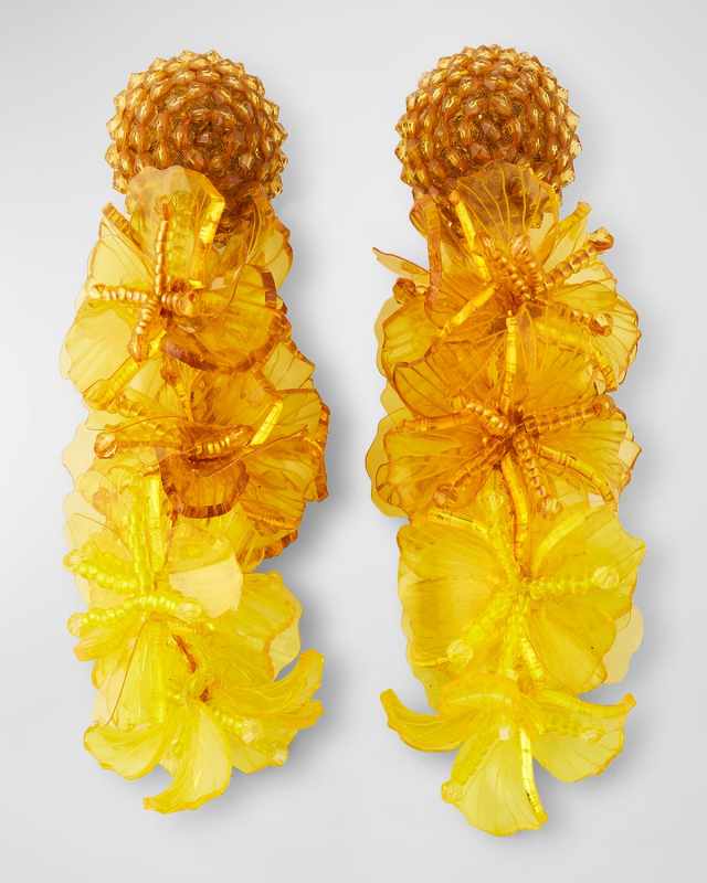 Large Flower and Bead Earrings