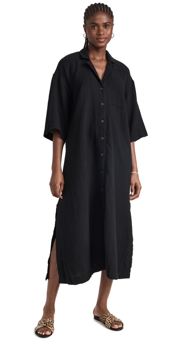 Madewell Lightestspun Cover-Upaxi Shirtdress True Black