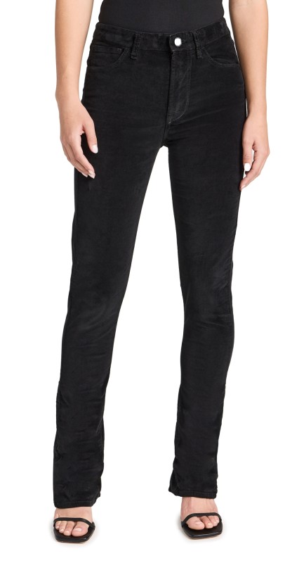 3x1 Kaya Velvet Split Bell Pants Black Velveteen