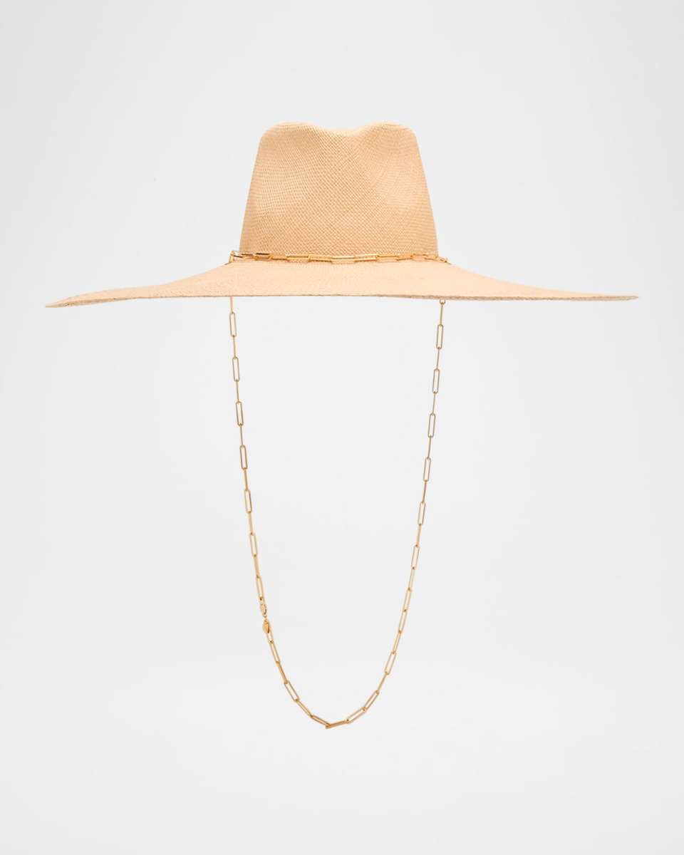 Livy XL Straw Fedora With Link Chain