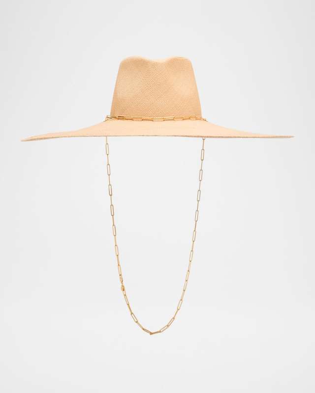 Livy XL Straw Fedora With Link Chain