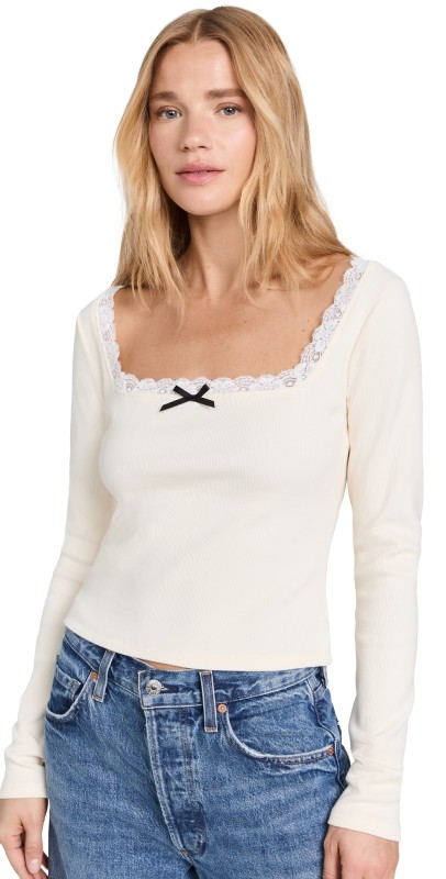 STAUD Paisley Top Ivory