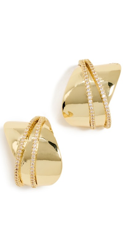 By Adina Eden Fluid Gold Stud Earrings Gold