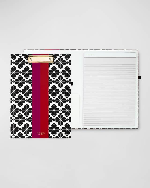 clipboard folio, black spade flower