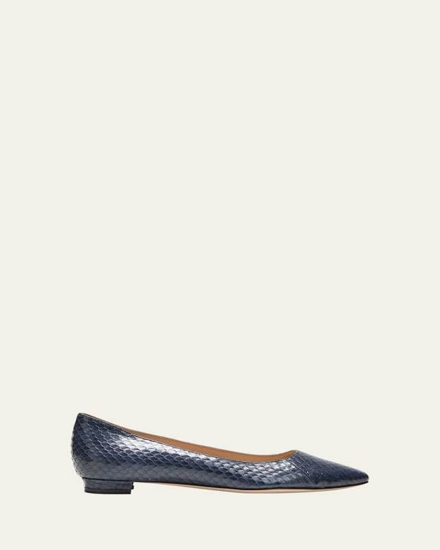 BB Snake-Embossed Ballerina Flats