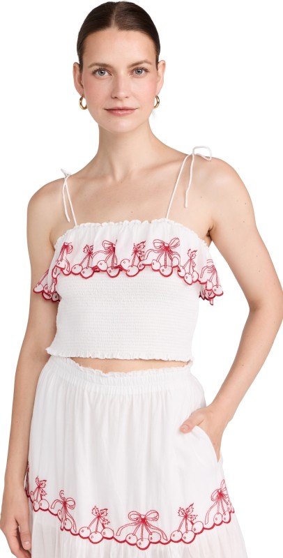 LoveShackFancy Carletta Top Candy Red