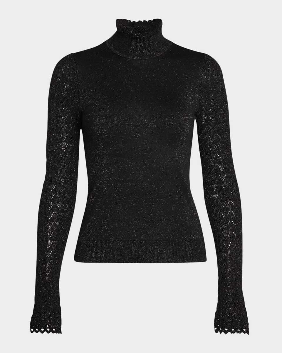 Stephanie Sparkly Knit Mock-Neck Top