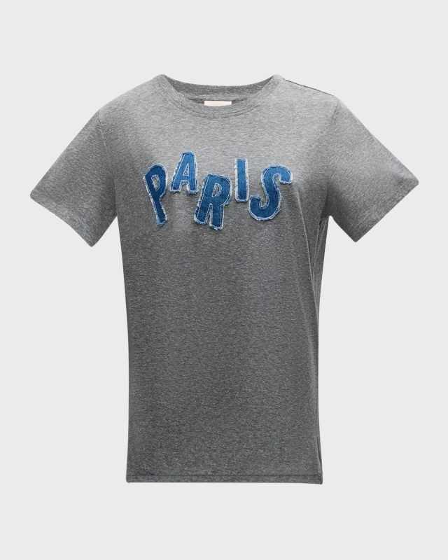 Patched Denim Paris Short-Sleeve T-Shirt