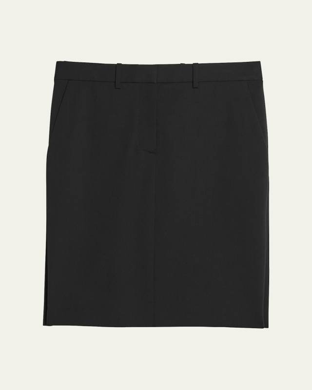 Wool Zip Pencil Skirt
