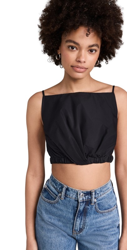 3.1 Phillip Lim Cropped Twist Front Cami with Open Back Black