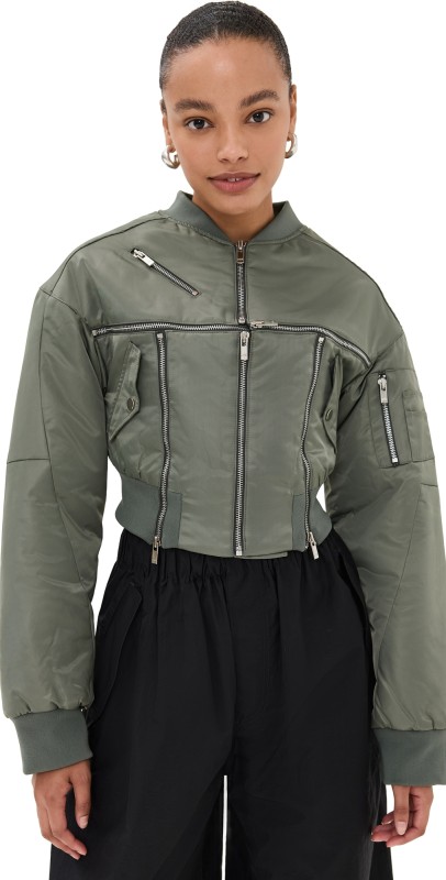ROKH Broken Bomber Jacket Teal Grey