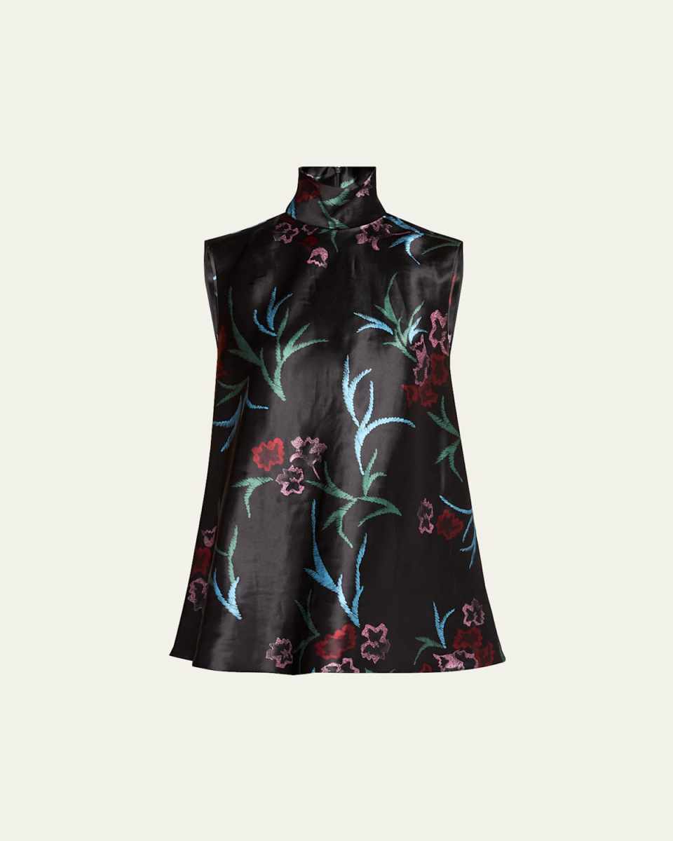 Linen and Silk Floral Print Blouse