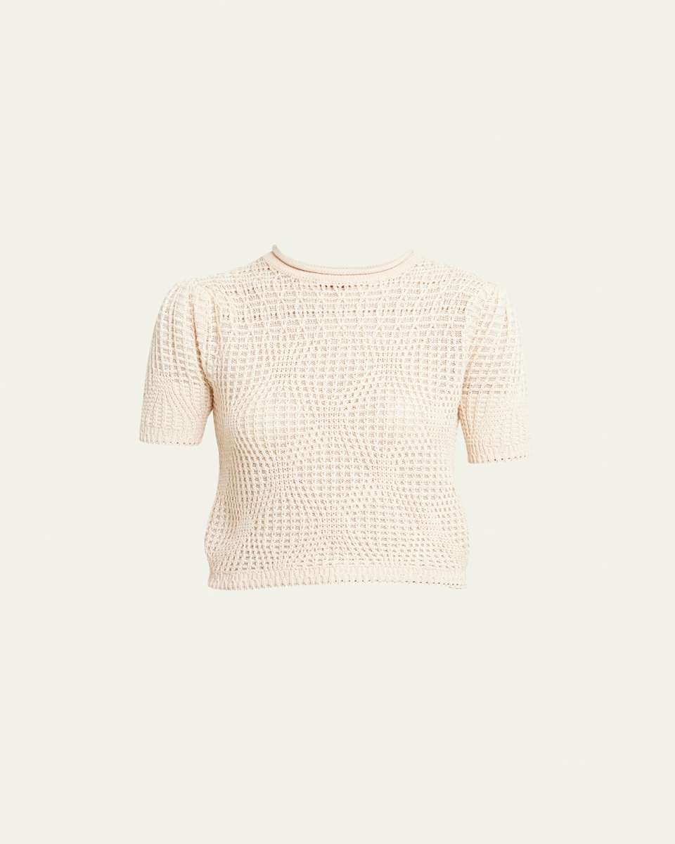 Capri Short-Sleeve Cropped Geo Knit Top