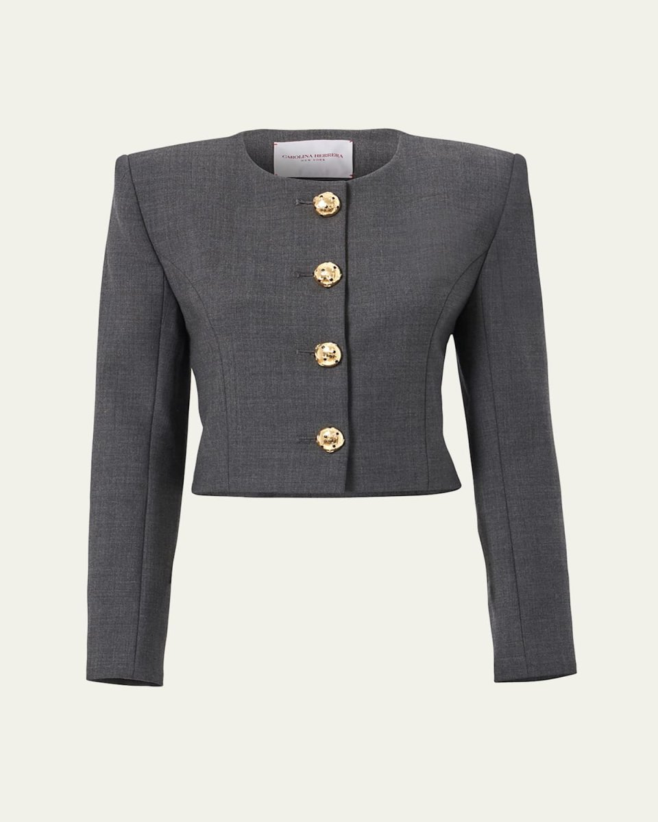 Collarless Cropped Jacket