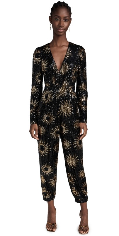 FARM Rio Sunnyood Sequin V Neckline Jumpsuit SUNNYOOD BLACK