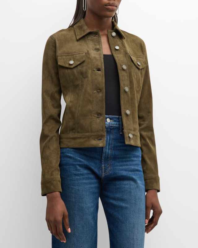 Donna Suede Trucker Jacket