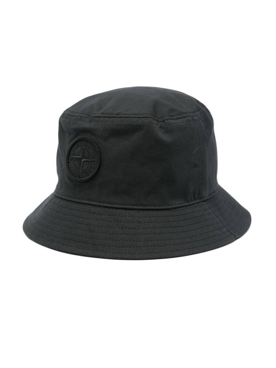 Compass-embroidered cotton bucket hat