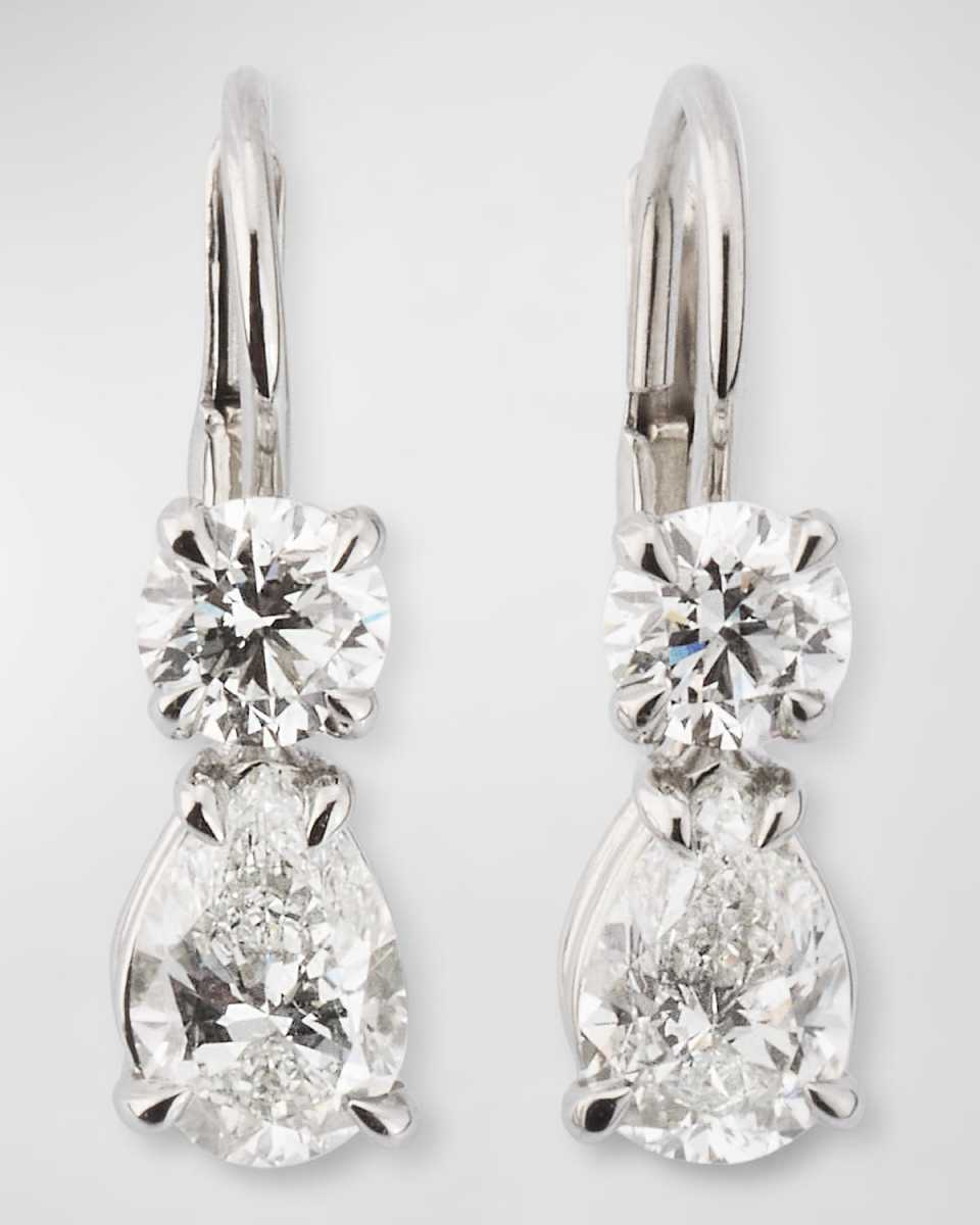 Platinum Mix-Cut Diamond Earrings, 2.30tcw, 0.7"L