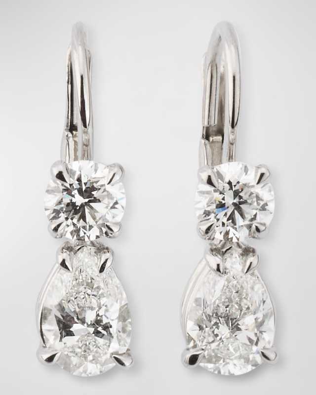 Platinum Mix-Cut Diamond Earrings, 2.30tcw, 0.7"L