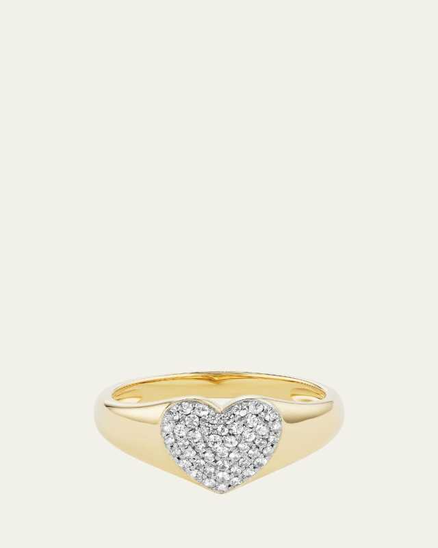 18K Yellow Gold Lucy Diamond Signet Ring
