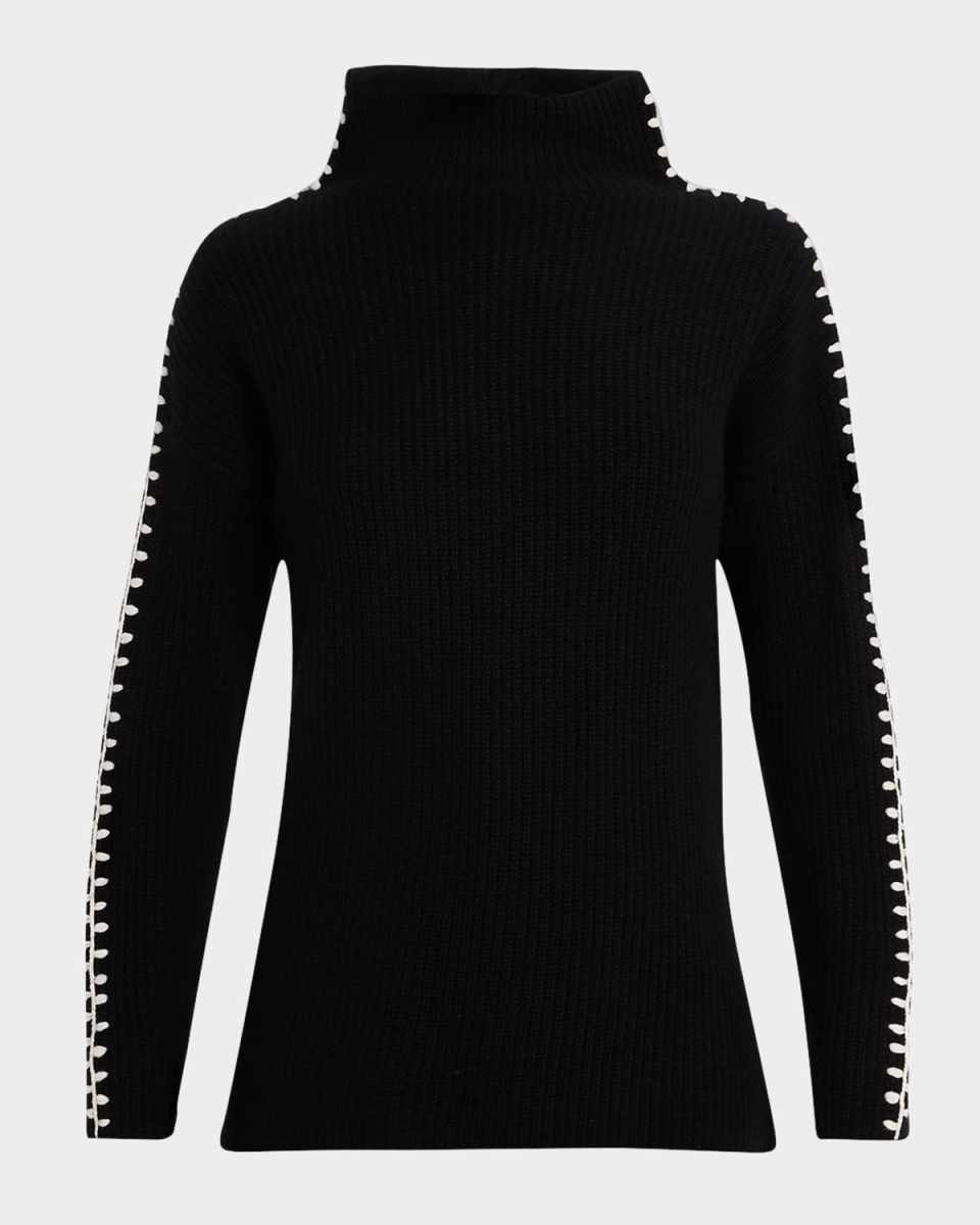 The Alia Contrast-Trim Cashmere Turtleneck Sweat