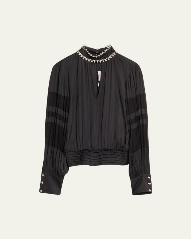 Jolene Embellished Long-Sleeve Blous