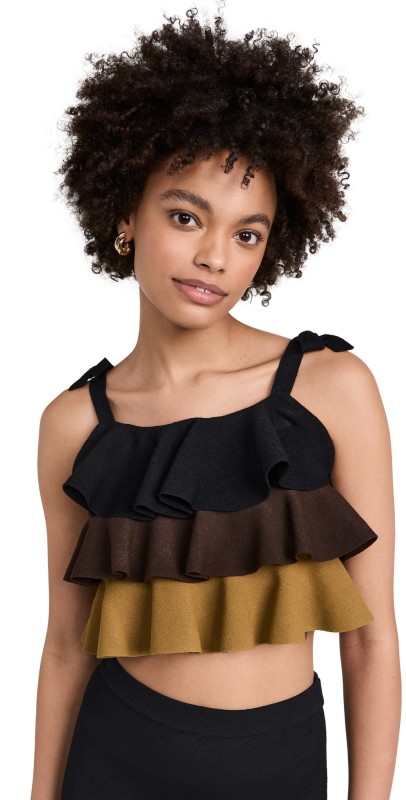 Rosie Assoulin Ruffle Tank Black