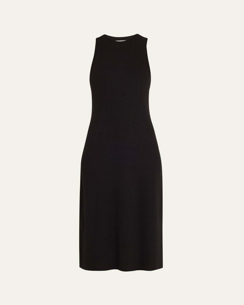 Ribbed High-Neck Midi Tank Dress