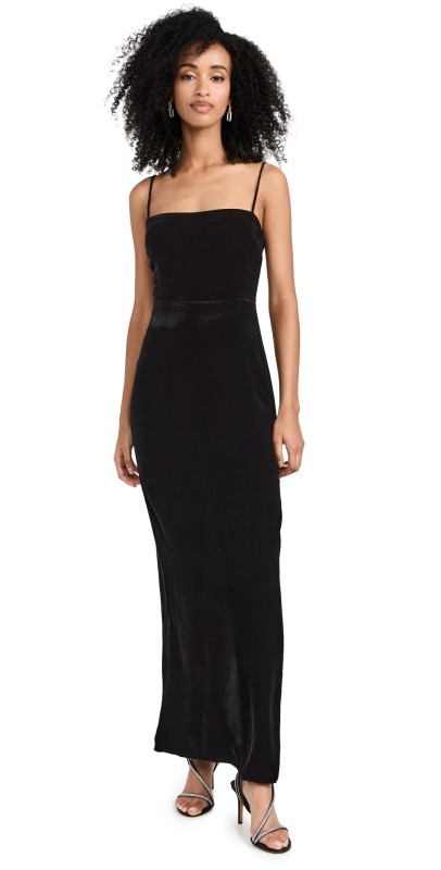 Reformation Frankie Velvet Dress Black