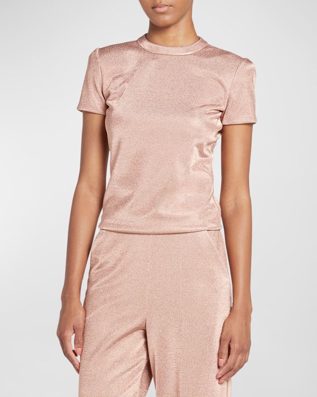 Metallic Short-Sleeve Bonded Jersey Tee