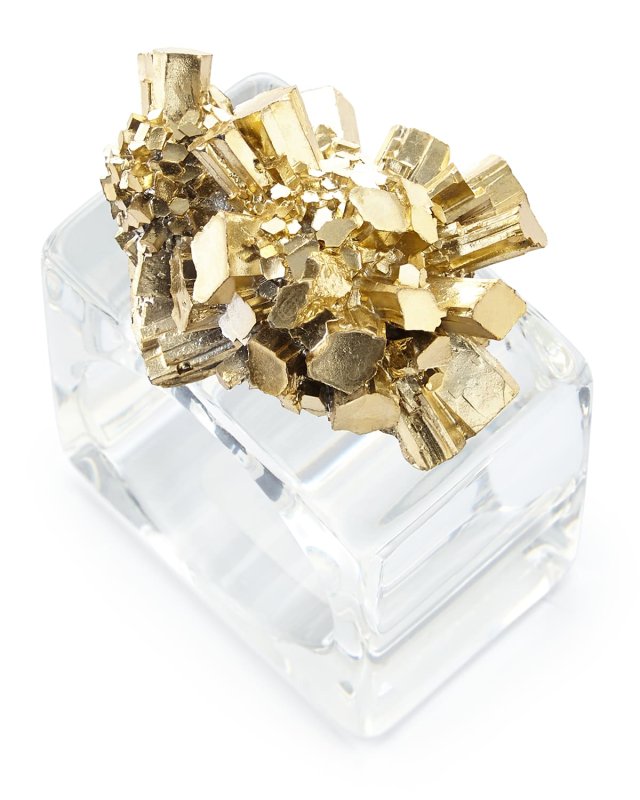 Set of 4 Golden "Geode" Napkin Rings