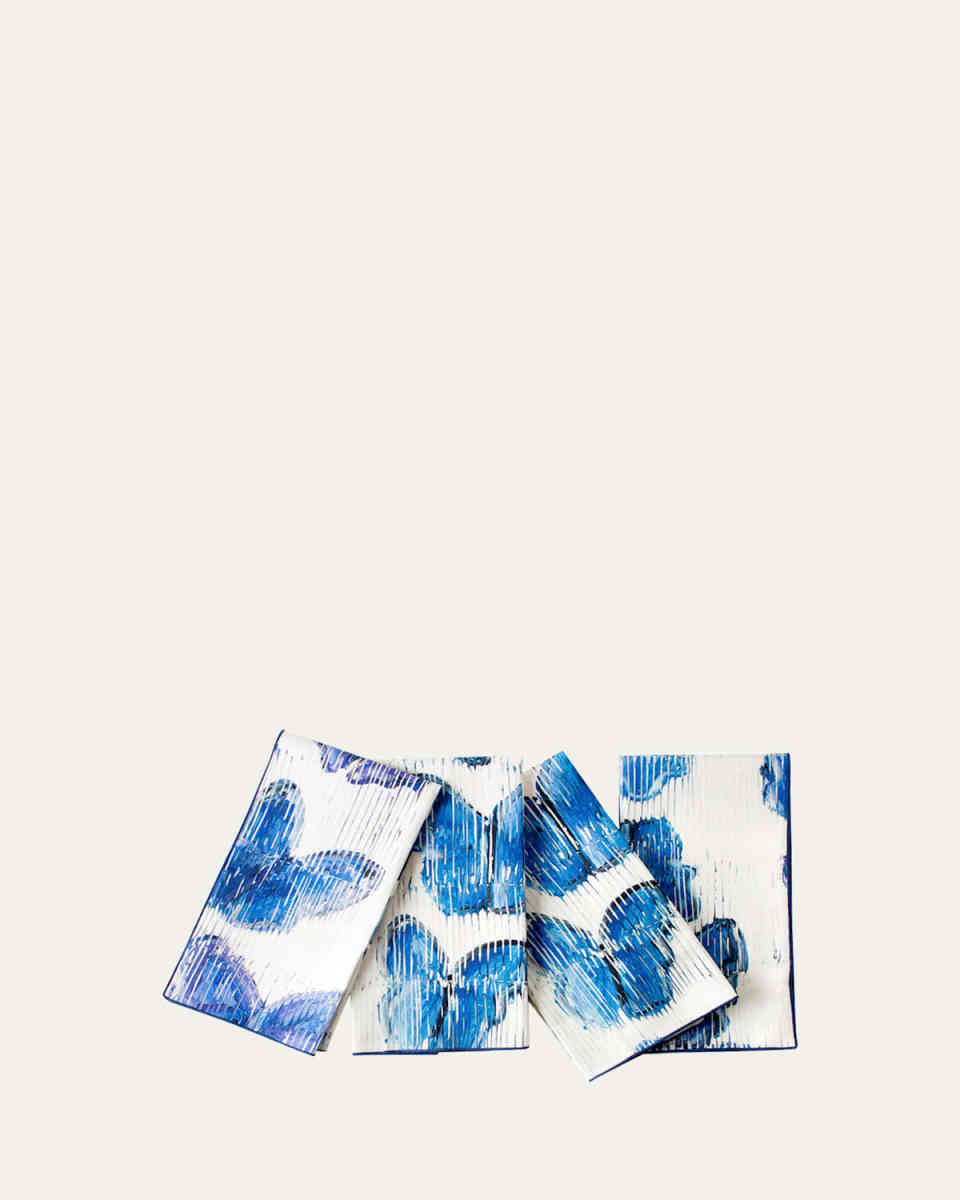 Blue Butterflies Cotton Dinner Napkin - 20"