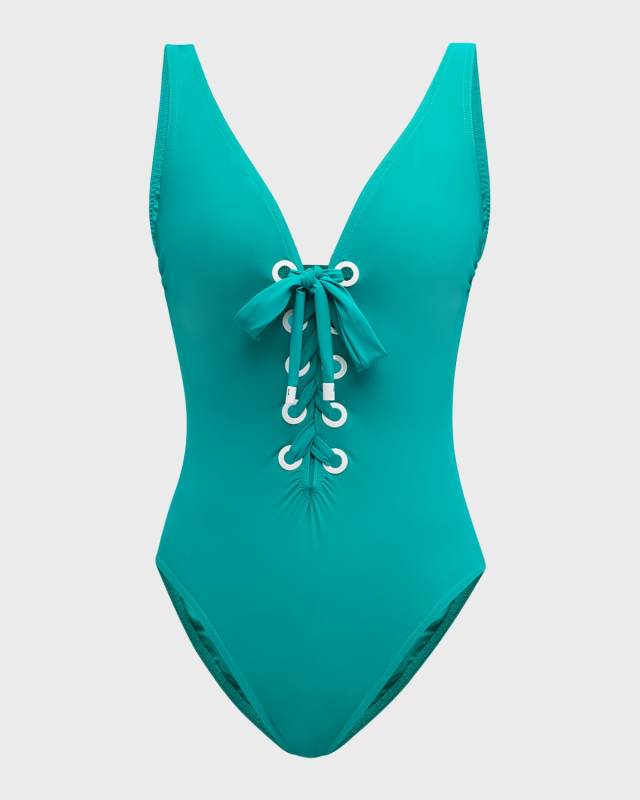Lulu V-Neck Silent Underwire One-Piece Swimsuit