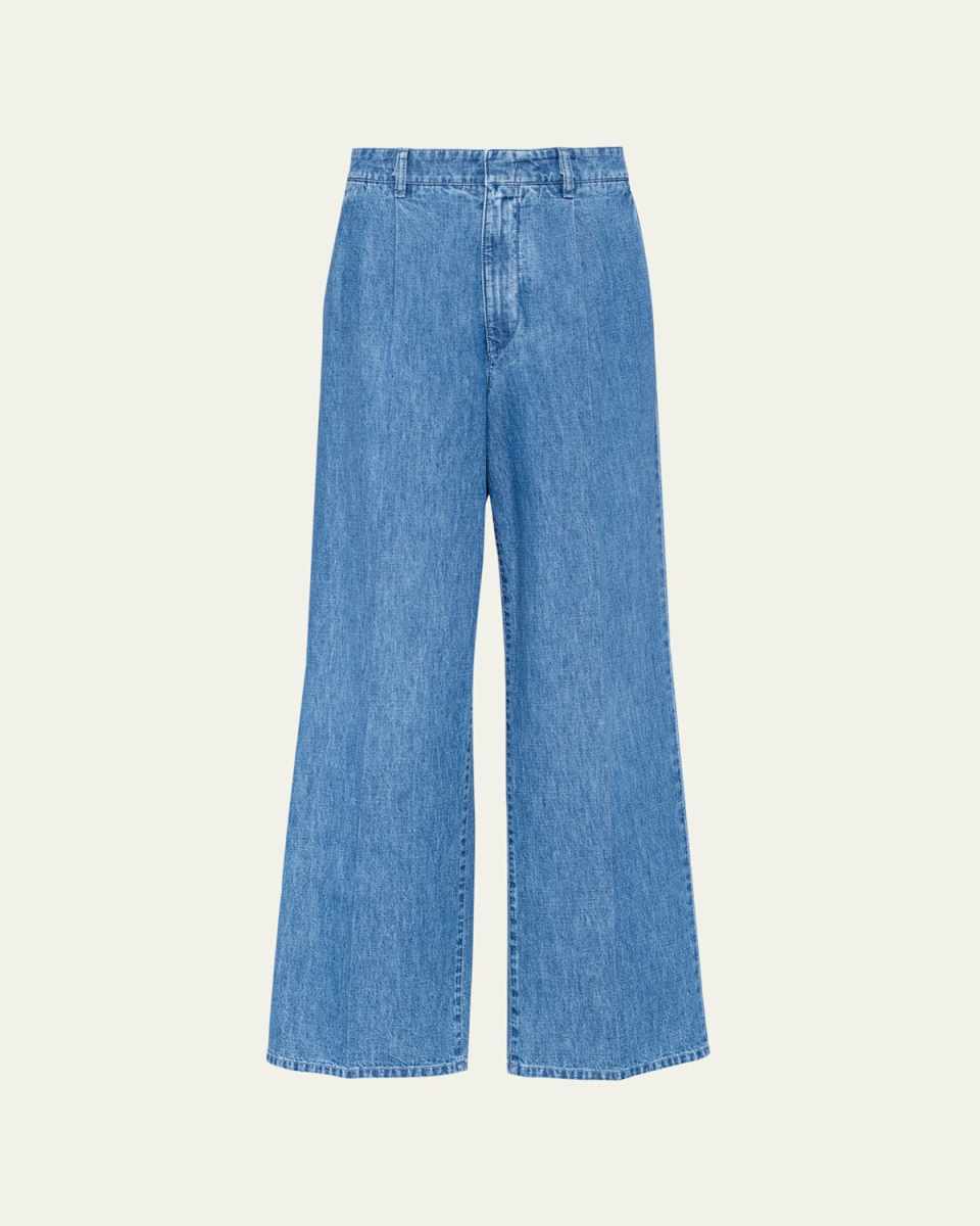 Chambray Pleated Pants