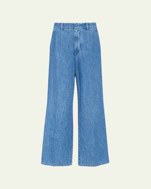 Chambray Pleated Pants