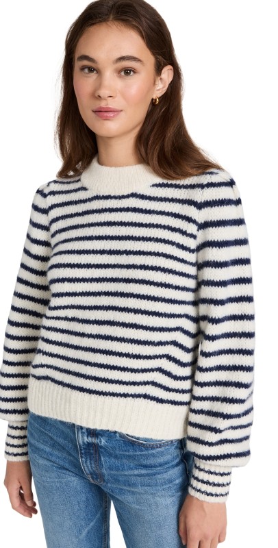 Eleven Six Kate Stripe Sweater Ivory & Navy