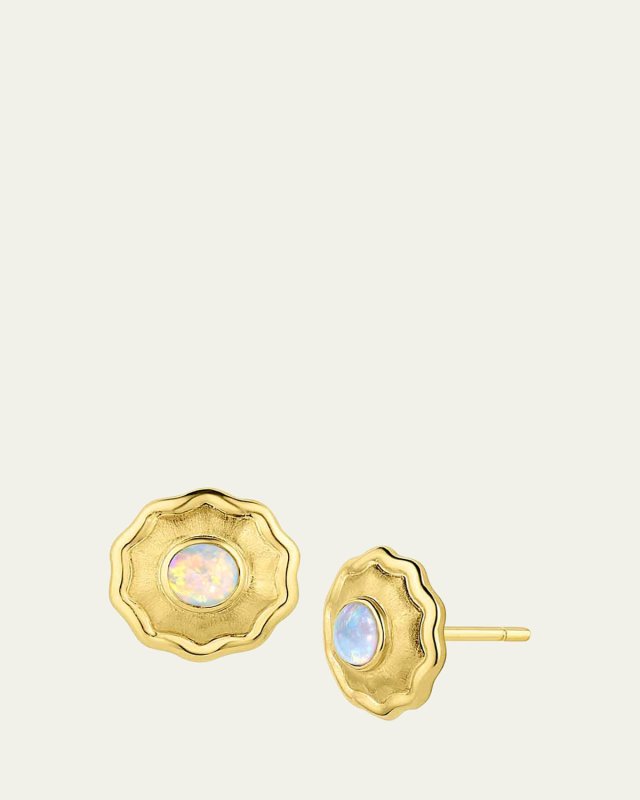 18K Gold So Wavy Opal Stud Earrings