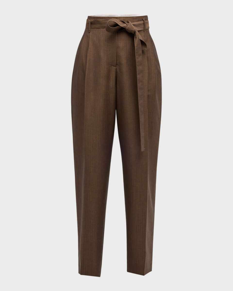 Lonan Wool Wide-Leg Pants with Tie Belt