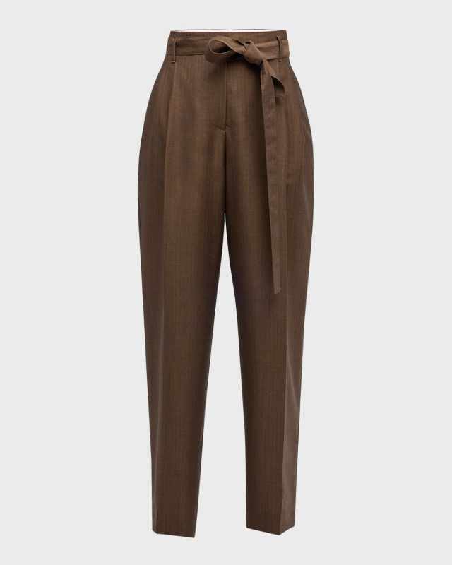 Lonan Wool Wide-Leg Pants with Tie Belt