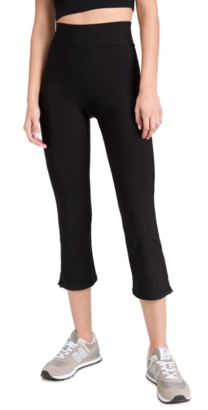 Plush Fleece-Lined Cropped Flare Leggings Black