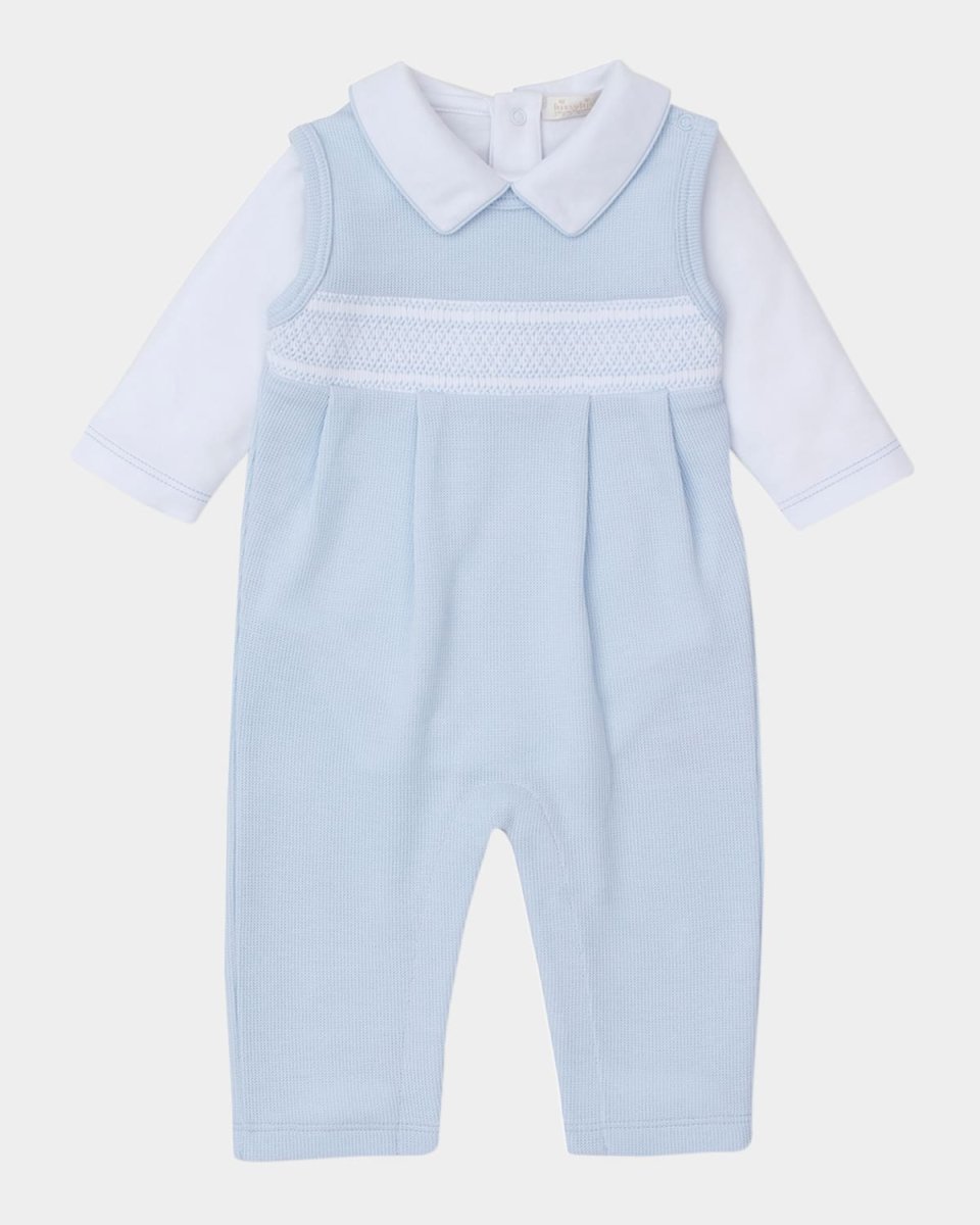 Boy's Punto Ingles Hand Smocked Overall Set, Size 3M-9