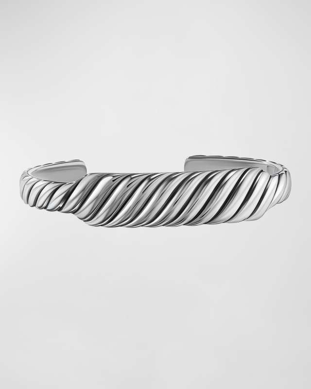 Sculpted Cable Contour Cuff Bracelet in Silver, 13