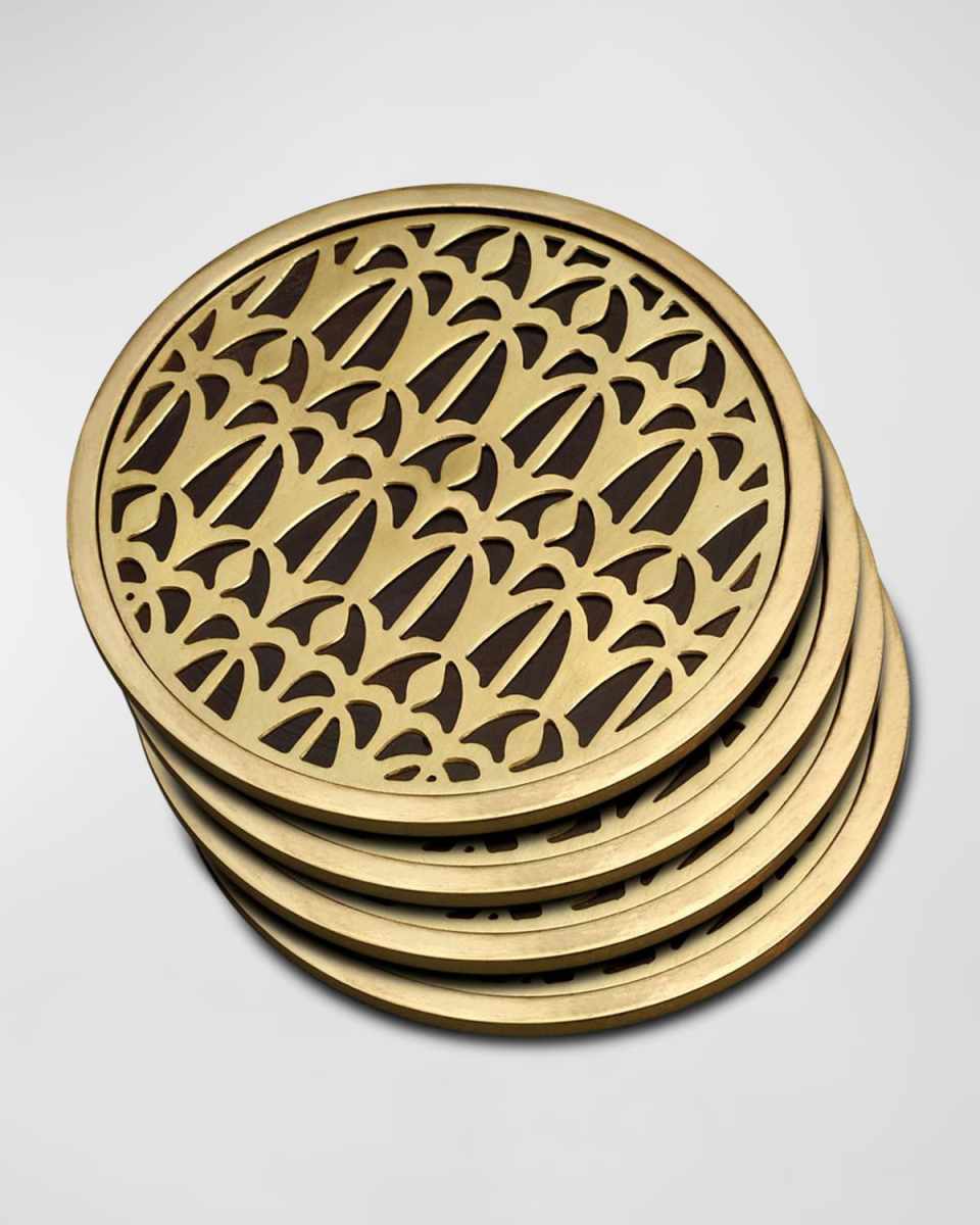 x Fortuny Venise 24K Gold-Plated Coasters, Set of 4