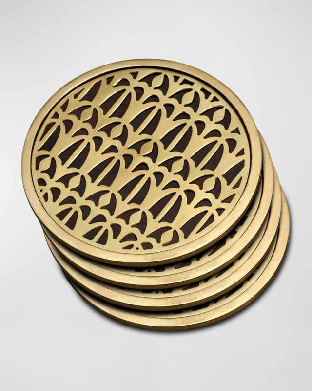 x Fortuny Venise 24K Gold-Plated Coasters, Set of 4