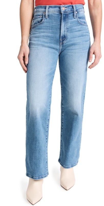 MOTHER Petite Lil Zip Rambler Flood Jeans Out of the Blue