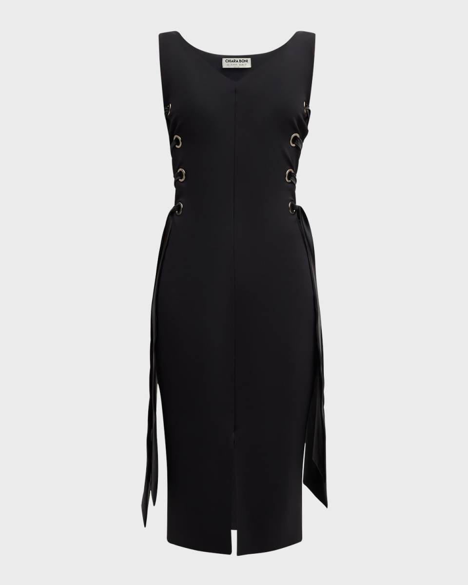 Sleeveless Lace-Up Bodycon Dress