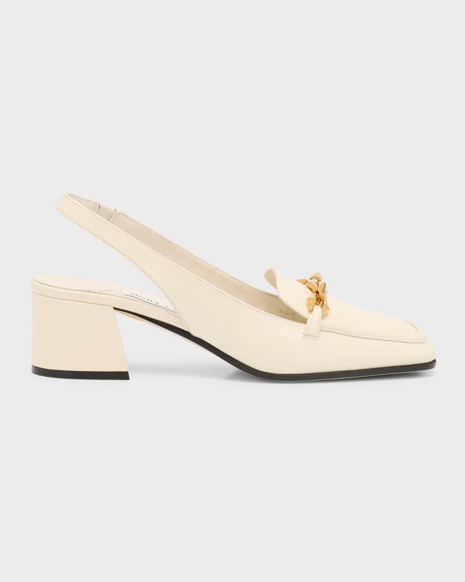 Tilda Patent Leather Block-Heel Loafer Pumps