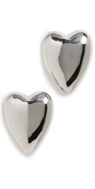 By Adina Eden Solid Puffy Heart Stud Earrings Gold