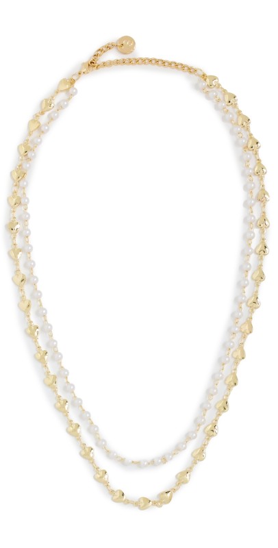 Jules Smith Hearts and Pearl Layered Necklace Gold